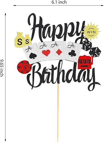 Miniatura 2 de 1 pieza de decoración de pastel de casino juego de fichas de póquer jugador de feliz cumpleaños pastel Pick decoraciones para Las Vegas Casino noche