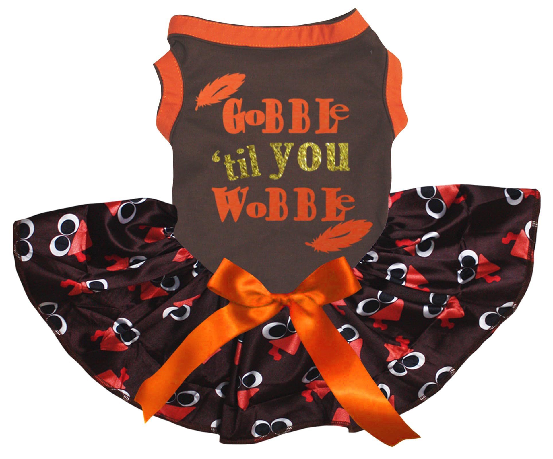 Robe pour chiot Feathers Gobble Til You marron taille M pour Thanksgiving