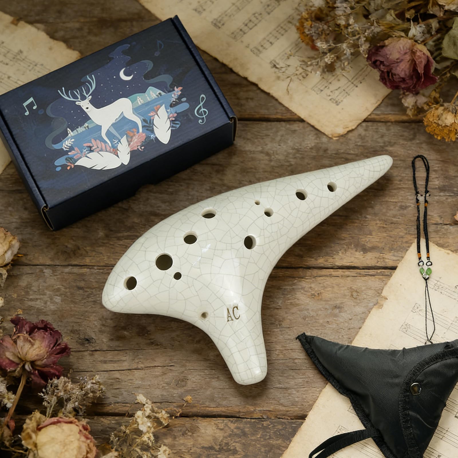 12-Loch Keramik Okarina, Musikinstrument für Lernende, ergonomisches Design, verbesserte Klangprojektion für Musikliebhaber, handgefertigte Ton Okarina