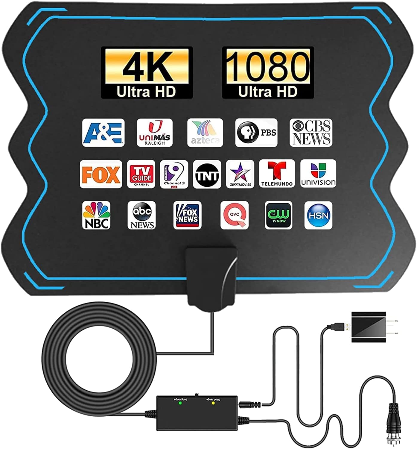2025 Upgraded TV Antenna for Local Channels, 1900+ Miles Range Digital TV Antenna Indoor Outdoor with Amplifier Signal Booster, HD Antenna Supports 4k, 1080p for All Smart/Old TV - 16ft Coax Cable