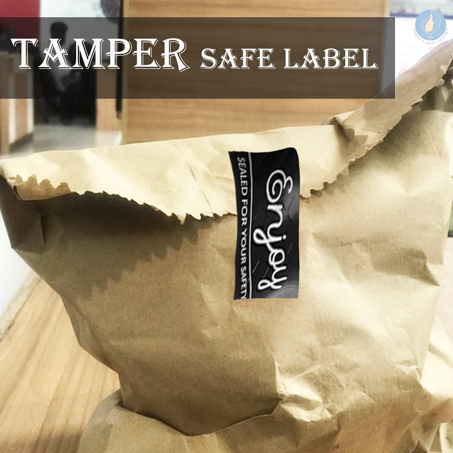 Angel's Peel Lounge Rollo de calcomanías a prueba de manipulaciones, calcomanías de cinta autoadhesiva, etiquetas de alimentos para entrega de bolsas, tazas, botellas o cajas, 1 x 3 pulgadas, 250