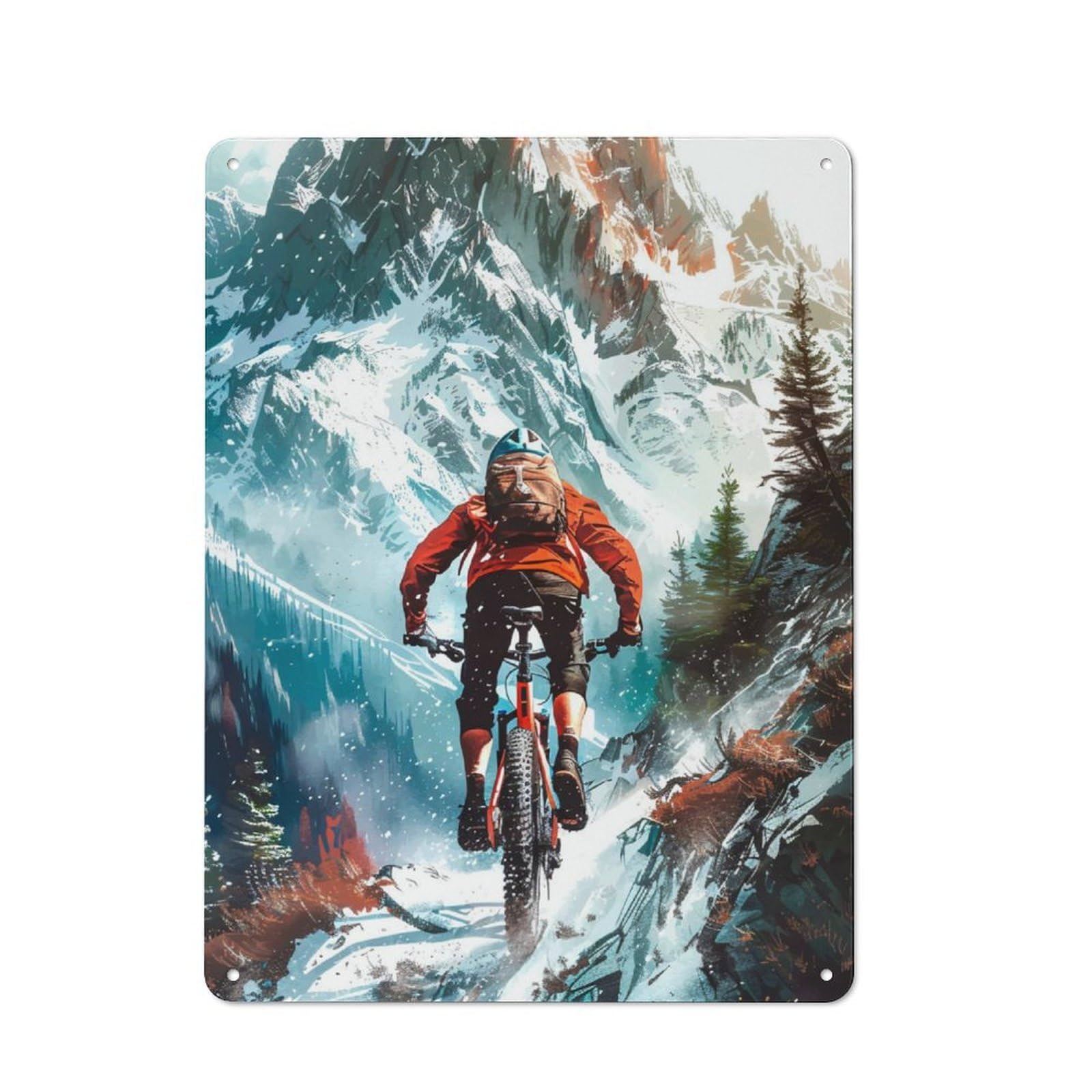 Junmoney Mountain Biking Adventure Metal Plaque 40X30cm With For Pub Or Café, Rustic Decor, For Pub Decor Enthusiasts
