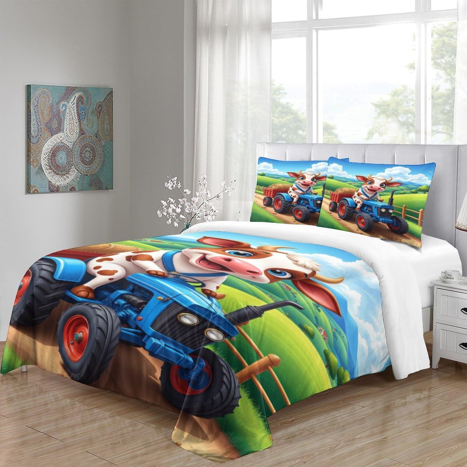 Kuh Traktor Bettwäsche Kinder Microfaser Reißverschluss Set