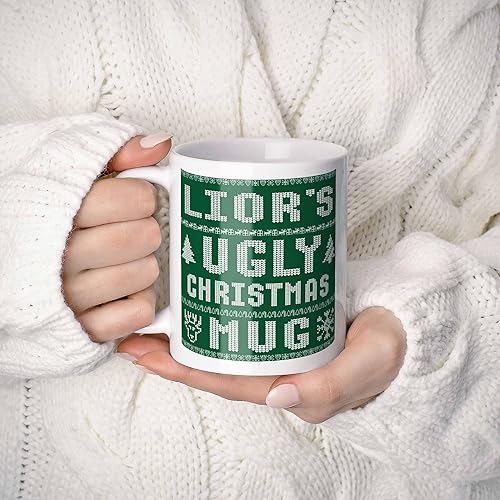 Miniatura 2 de Lior Name Christmas Gift. Personalized Ugly Christmas Sweater Coffee Mug. Funny Custom Xmas Gift, Stocking Stuffer For Friends, Coworkers And Person