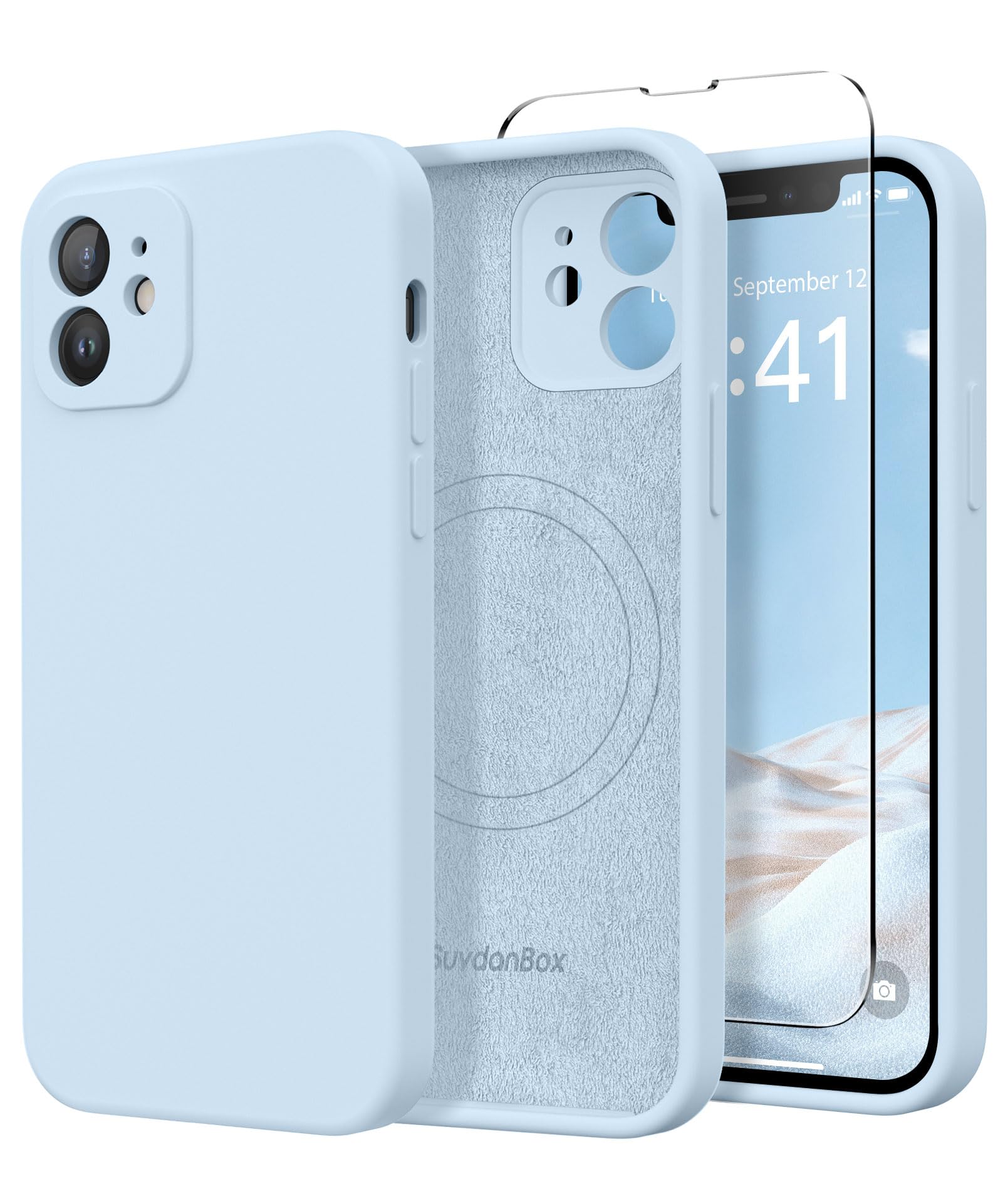 Magnetic for iPhone 12 Case Silicone Light Blue