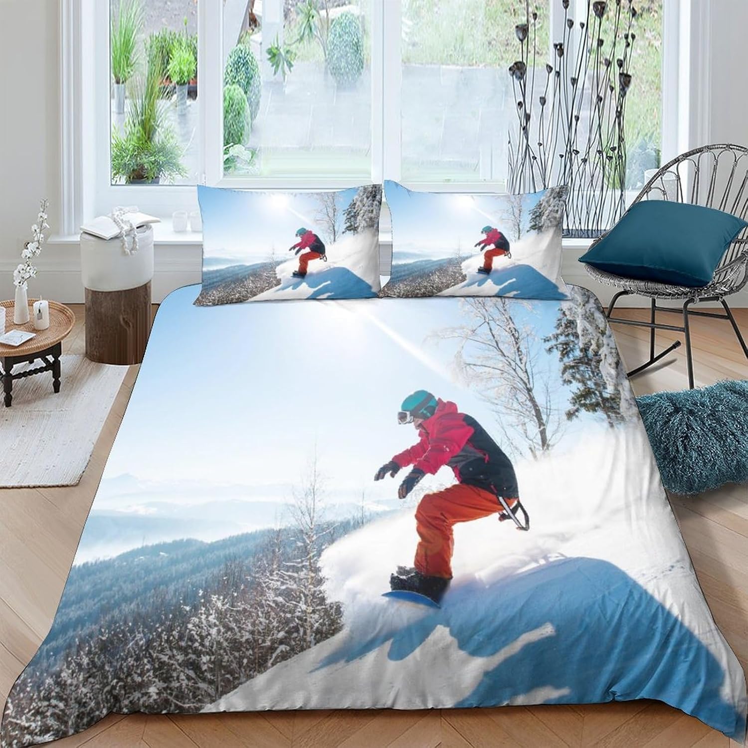Housse de couette ski 155x220 cm idée cadeau idéale pour ado et adulte