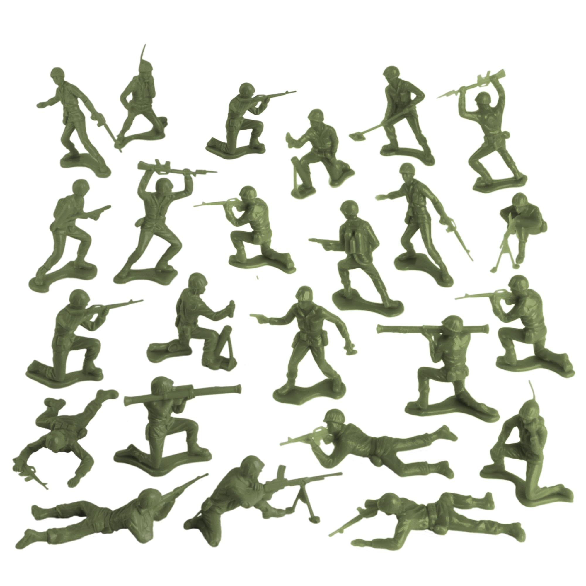 TimMee Plastic Army Men - OD Green 24pc Toy Soldier Figures - Made in USA