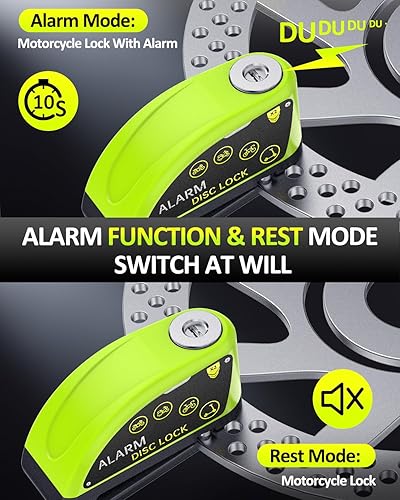 Miniatura 3 de ONVIAN Candado de motocicleta recargable con cable antirrobo de alambre de acero de 6 pies, alarma de motocicleta de 120 dB con modo de reposo, para