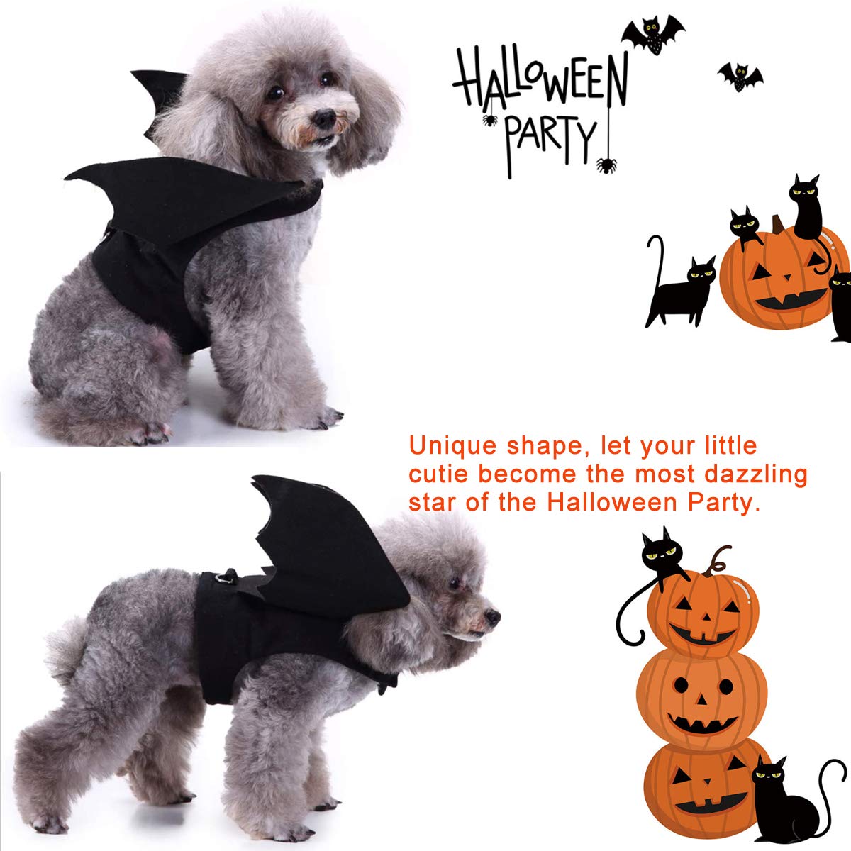 Leuchtendes Halloween-Hundekostüm - Fledermausflügel Mit 20 LEDs, 4 Beleuchtungsmodi, Für Kleine Bis Große Hunde