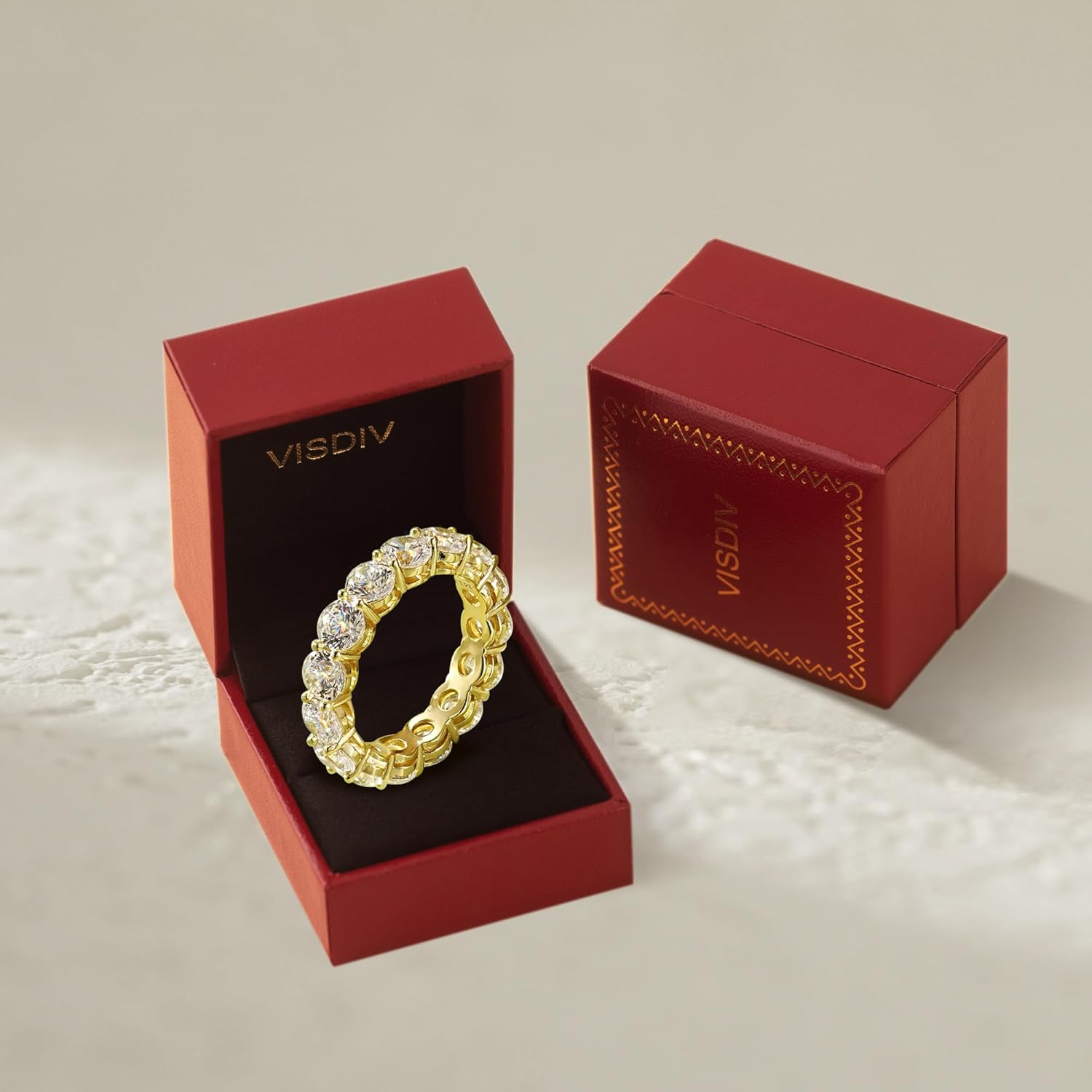 4mm 925 Sterling Silver Rings Gold Engagement Wedding Band Eternity Cubic Zirconia Round Simulated Diamond Stackable Ring for Women - Image 6