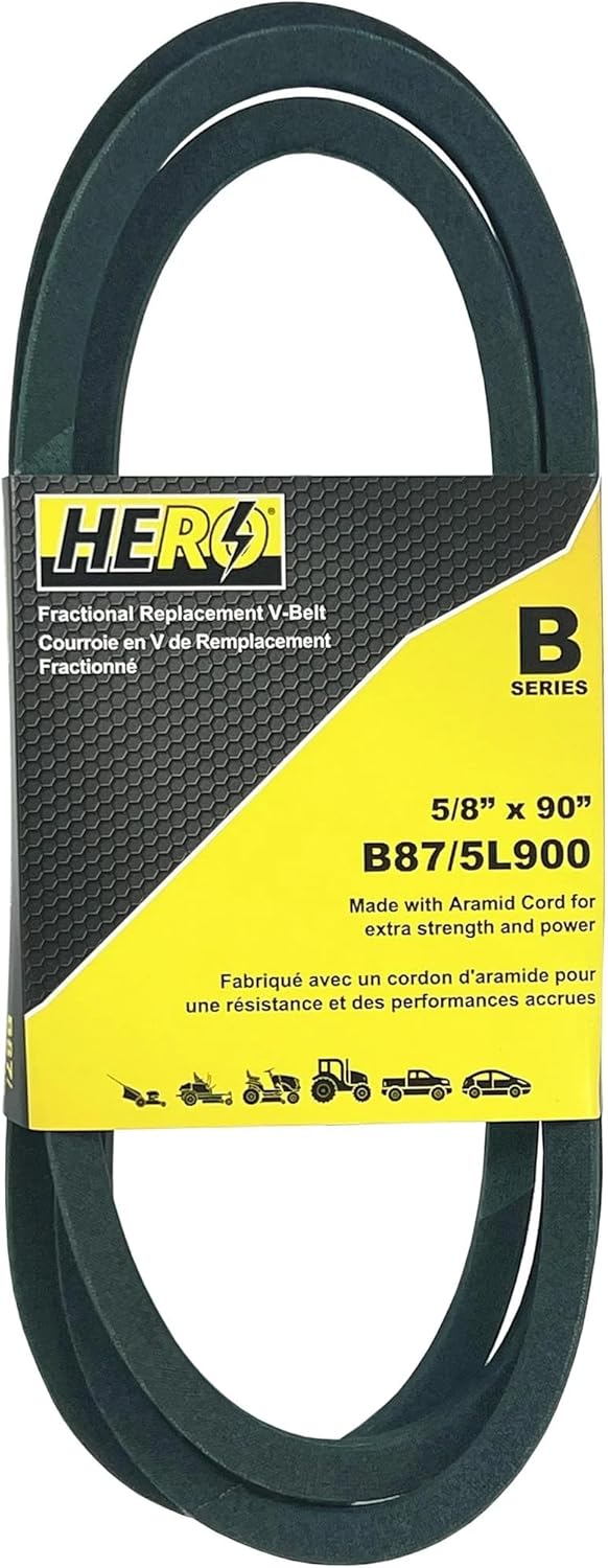 HERO® 5/8 inch x 90 inch Aramid Kevlar Lawn Mower Belt Replacement for Reference B87 5L900