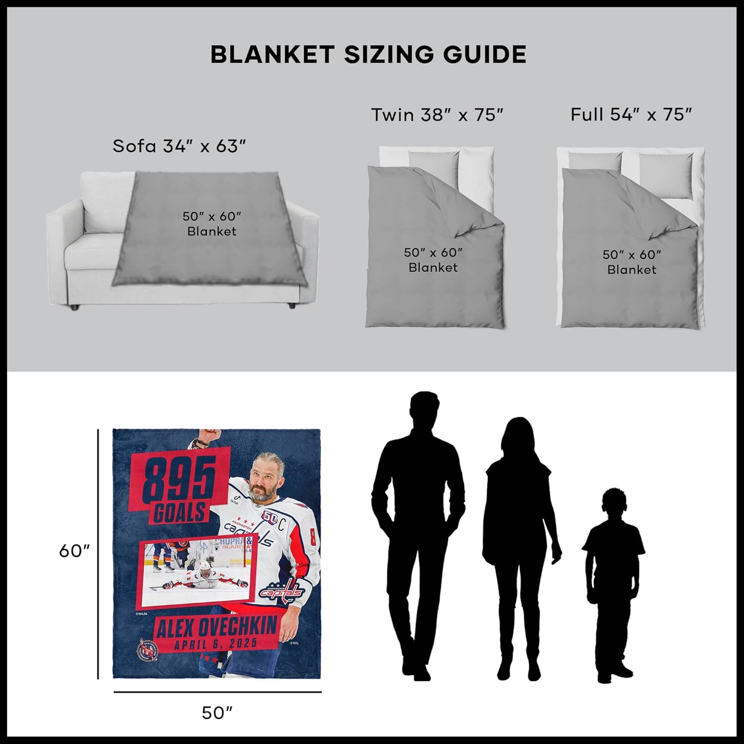 NORTHWEST NHL Washington Capitals Alex Ovechkin 50"x60" Silk Touch Sherpa Throw Blanket, Event Photo