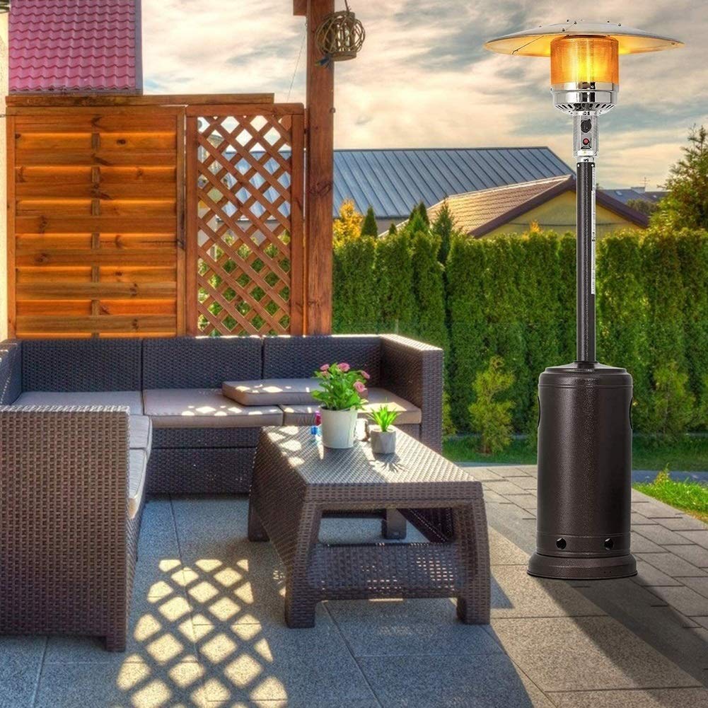 Chauffage de terrasse Chauffage d'extérieur Chauffage de terrasse à gaz, 13KW Chauffage de terrasse autoportant Chaleur au propane Contrôle facile pour parasol de jardin extér