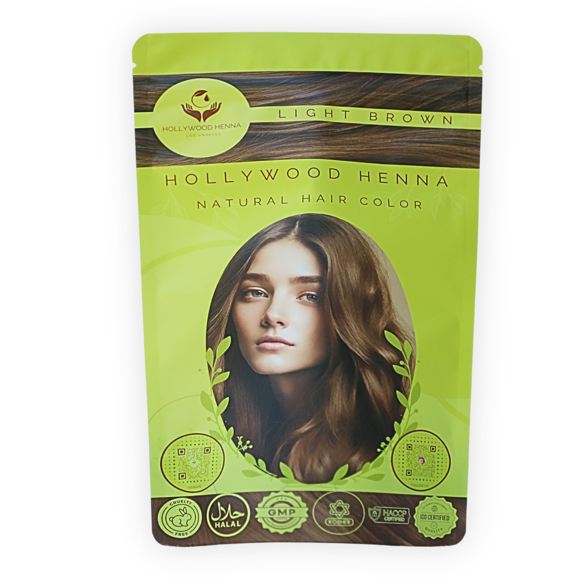 Hollywood Henna Hair Color (Light Brown) Organic Color Hair Beard Dye (Pack of 1-0.227g) Henna Based Hair Colors with Pure Herbs Free Chemicals Long