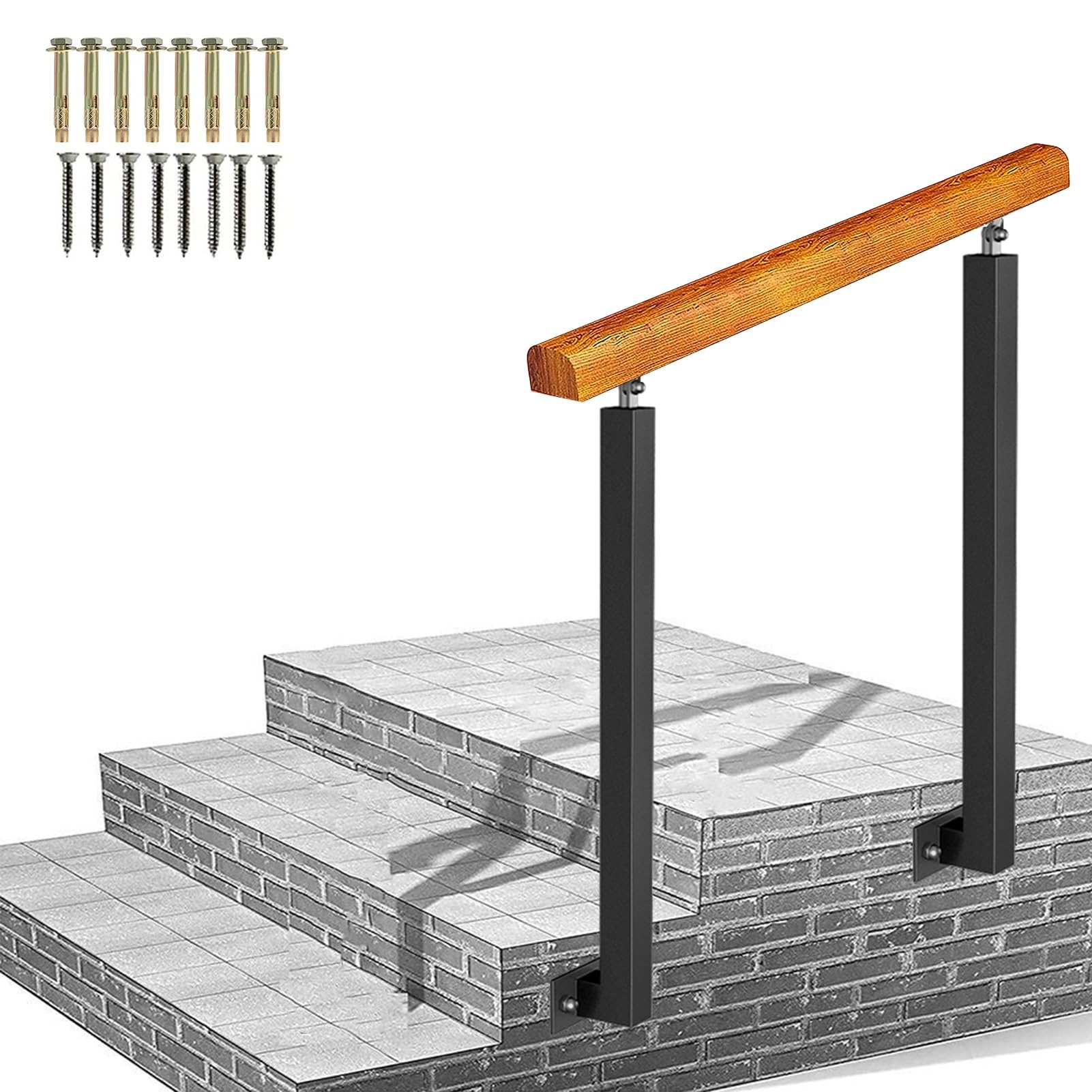 Garde-corps en fer forgé réglable 270° pour escalier de porche extérieur 1 à 2 marches 130 cm