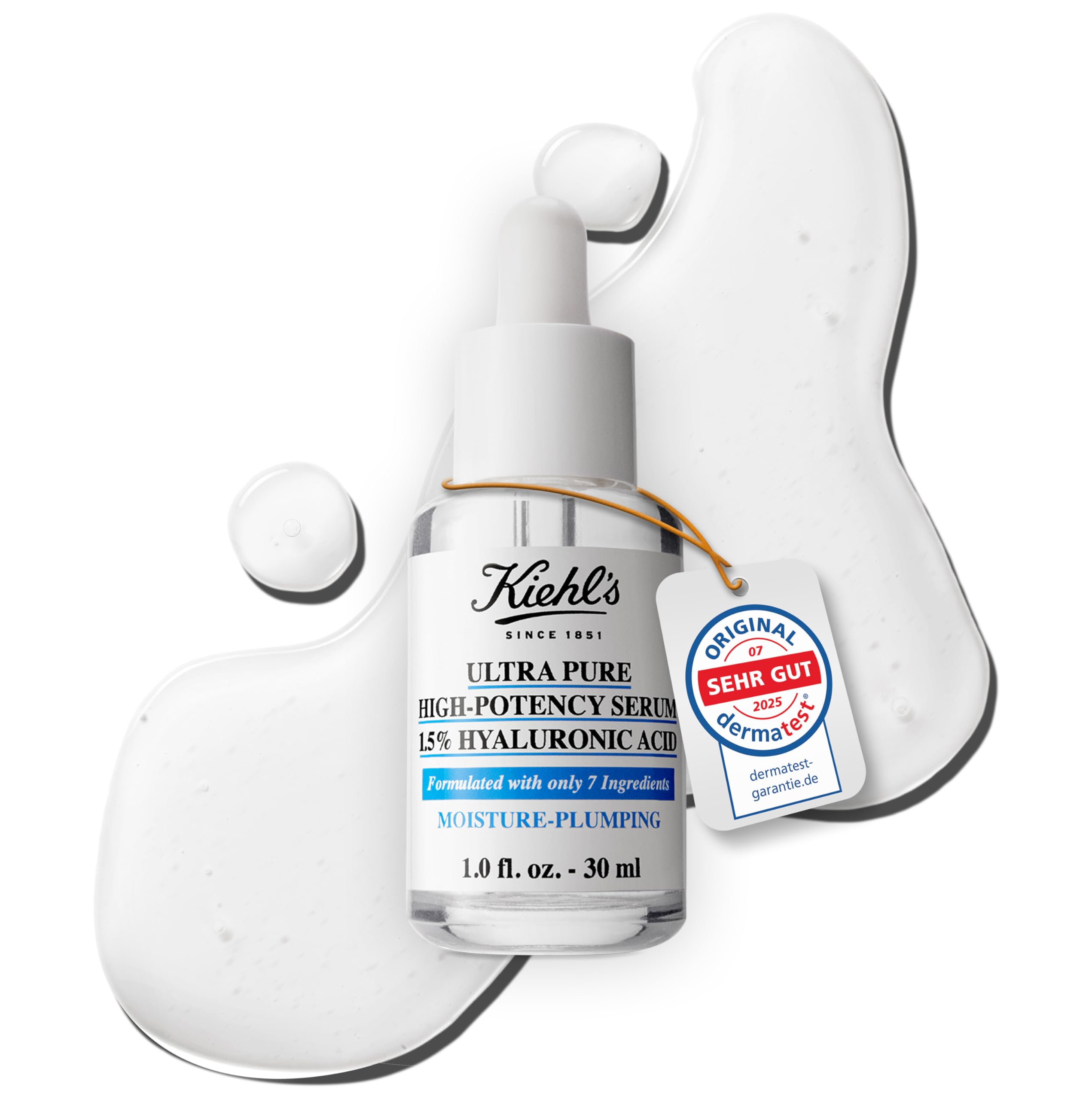 KIEHL'S Ultra Pure High-Potency Serum 1.5% Hyaluronic Acid, 30 ml, feuchtigkeitsspendendes Hyaluronsäure-Serum, Gesichtsserum für hydratisierte Haut und ein pralles Hautgefühl, mit 1,5 % Hyaluronsäure