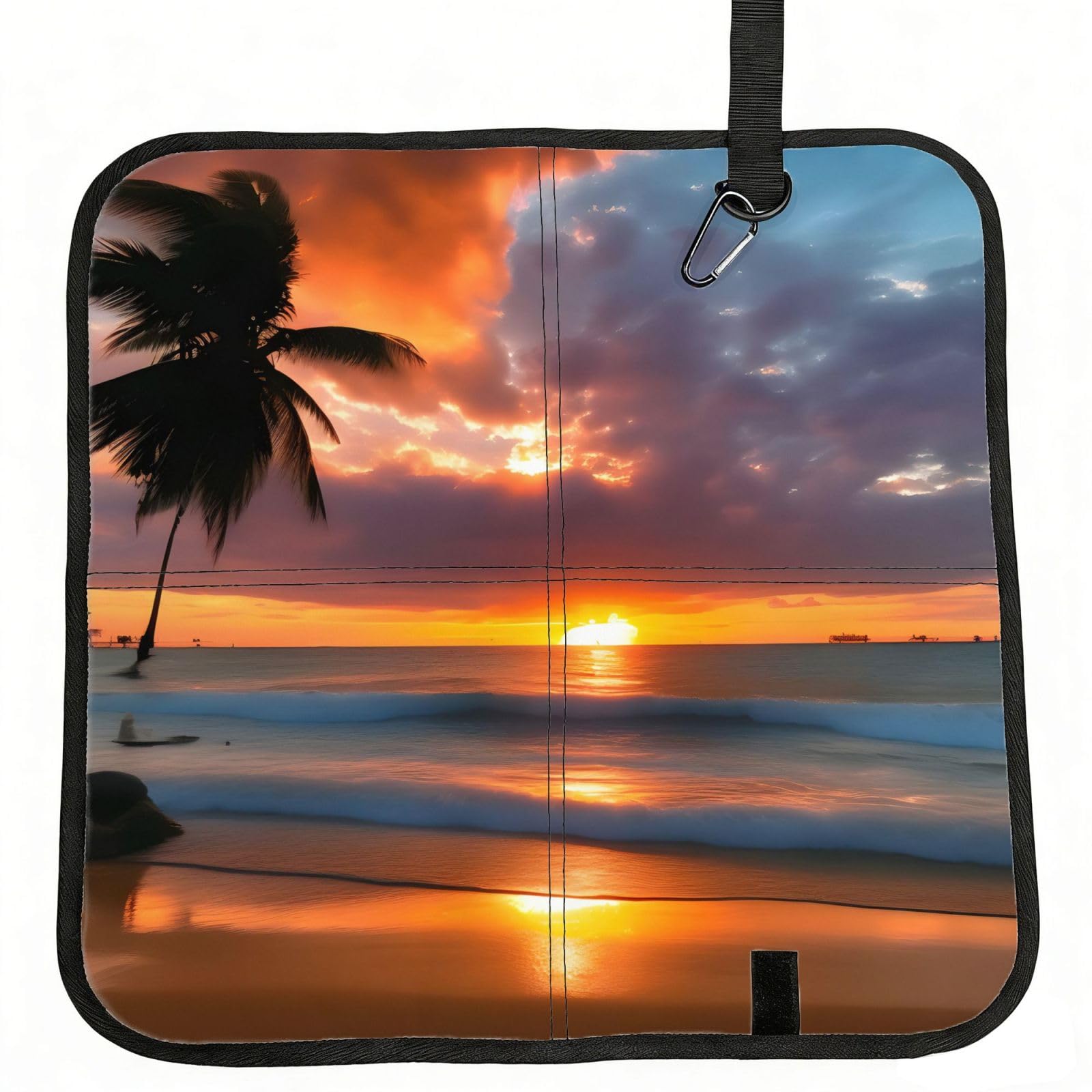 NImongt Sunset Beach Print Portable Chair Pad Foldable Seat Cushion Outdoor Seating Office Picnic Camping
