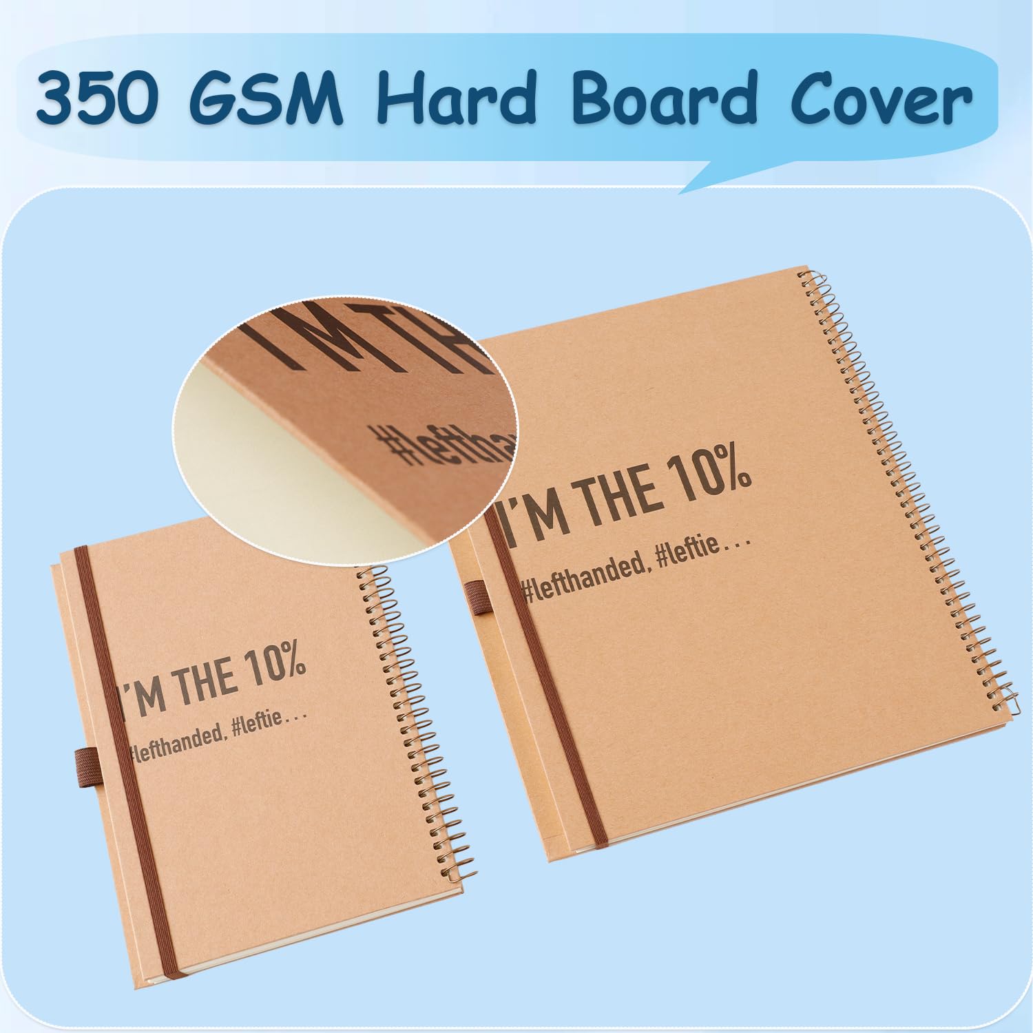 King Mills Notizbücher für Linkshänder, liniert, 160 Seiten, 1 Thema, Hardcover, Linkshänder, ideales Geschenk für Linkshänder, Größe 21,6 x 14,5 cm, 2 Stück