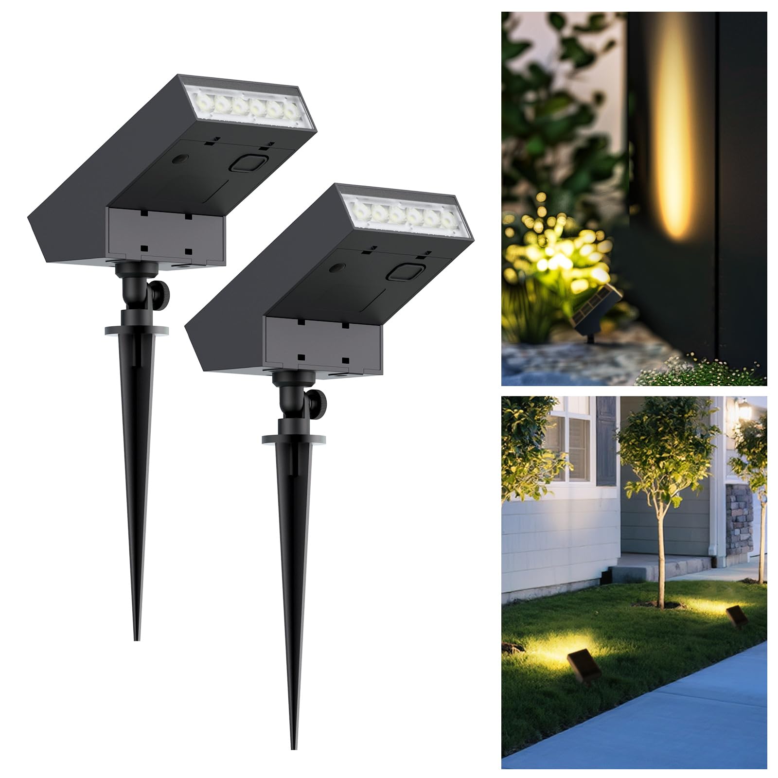SOTTLOT Solar Landscape Lights Outdoor 3000K Dimmable Solar Pathway Lights 500LM Solars Spot Light IP65 Waterproof for Walkway