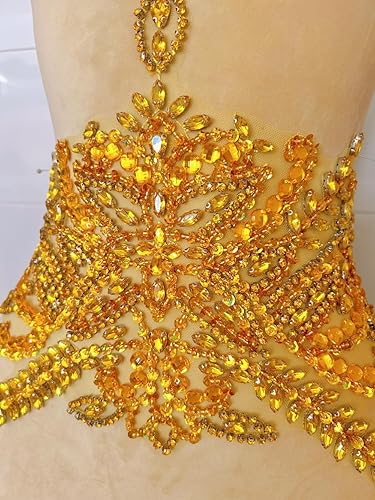 Miniatura 6 de Parches de costura de encaje con cuentas con piedras y cristales de diamantes de imitación cosidos, manualidades para disfraces de boda, decoración