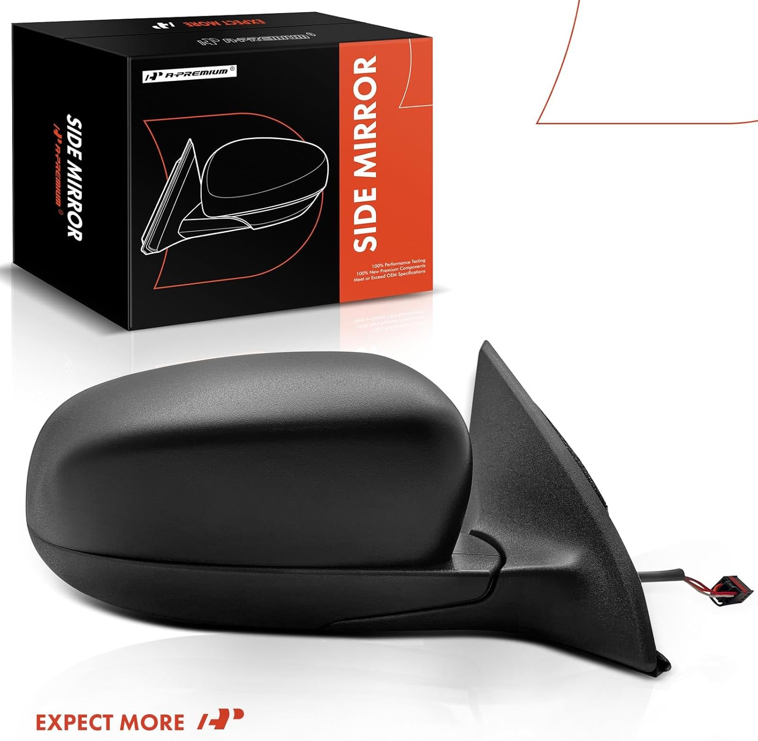 A-Premium Passenger Side Power Door Mirror - Compatible with Jeep Cherokee 2014 2015 2016 2017 2018 - Non-Heated Manual Folding Black Outside Rear View Mirror - Replace# 68164058AD