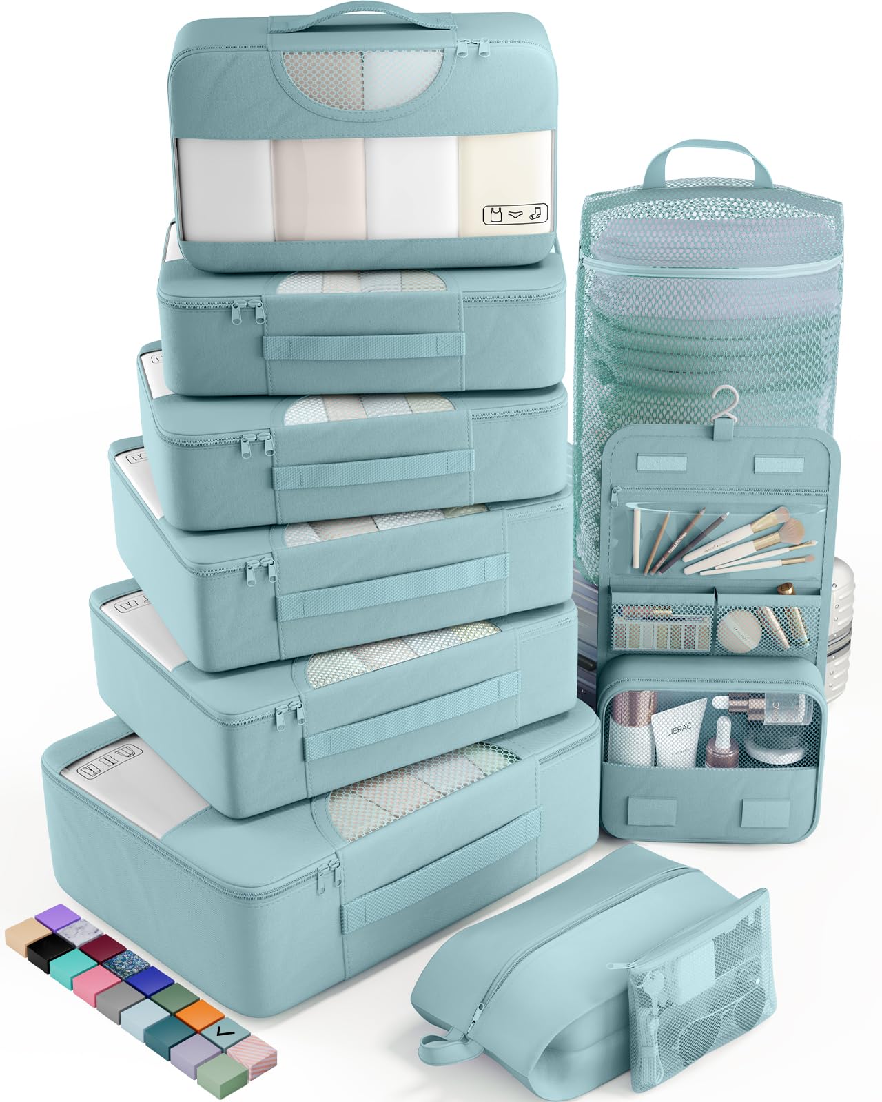 Veken 10 Set Packing Cubes for Travel Essential, Suitcase Organizer Bags in 4 Sizes, Carry-On Luggage Accessories with Large Laundry & Hanging