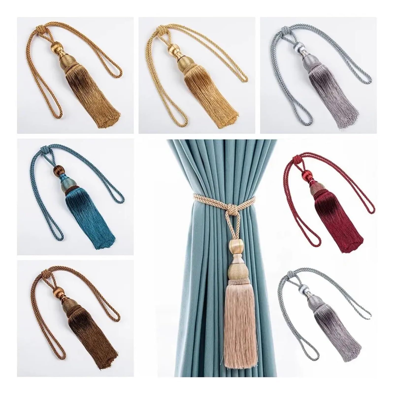 Nappe per Tende, Fermatende, Porta Palline da Tennis, Cinture per Appendere, Fermacorda, Fermatende, Accessori per Tende（Beige）