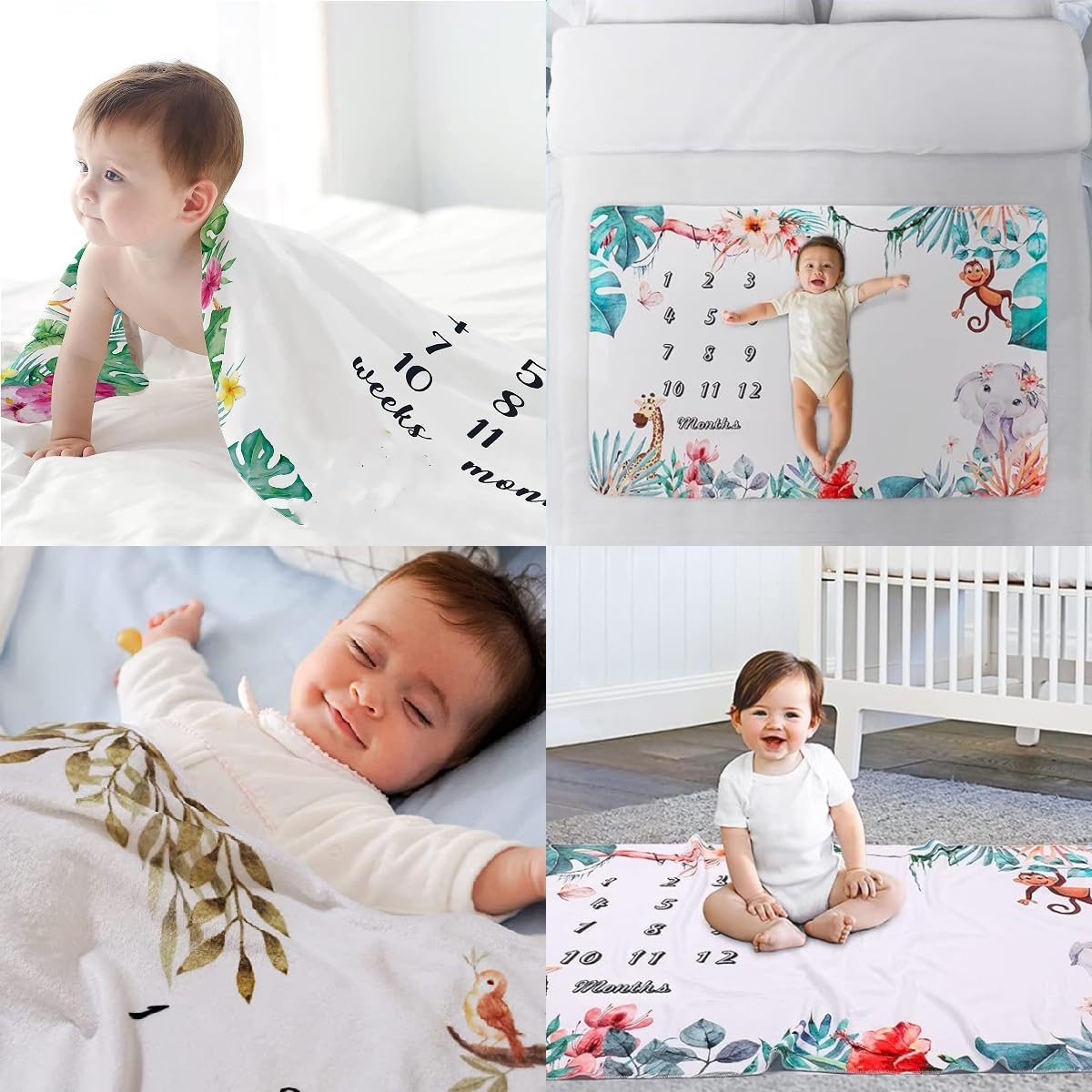 Tokaneit Manta de Forro Polar mensual para Niños, Bebé Hitos Mensuales, Fotografía Bebé, Recién Nacido Regalo Personalizado De Nacimiento para Nuevas Mamás, 150 x 100 cm