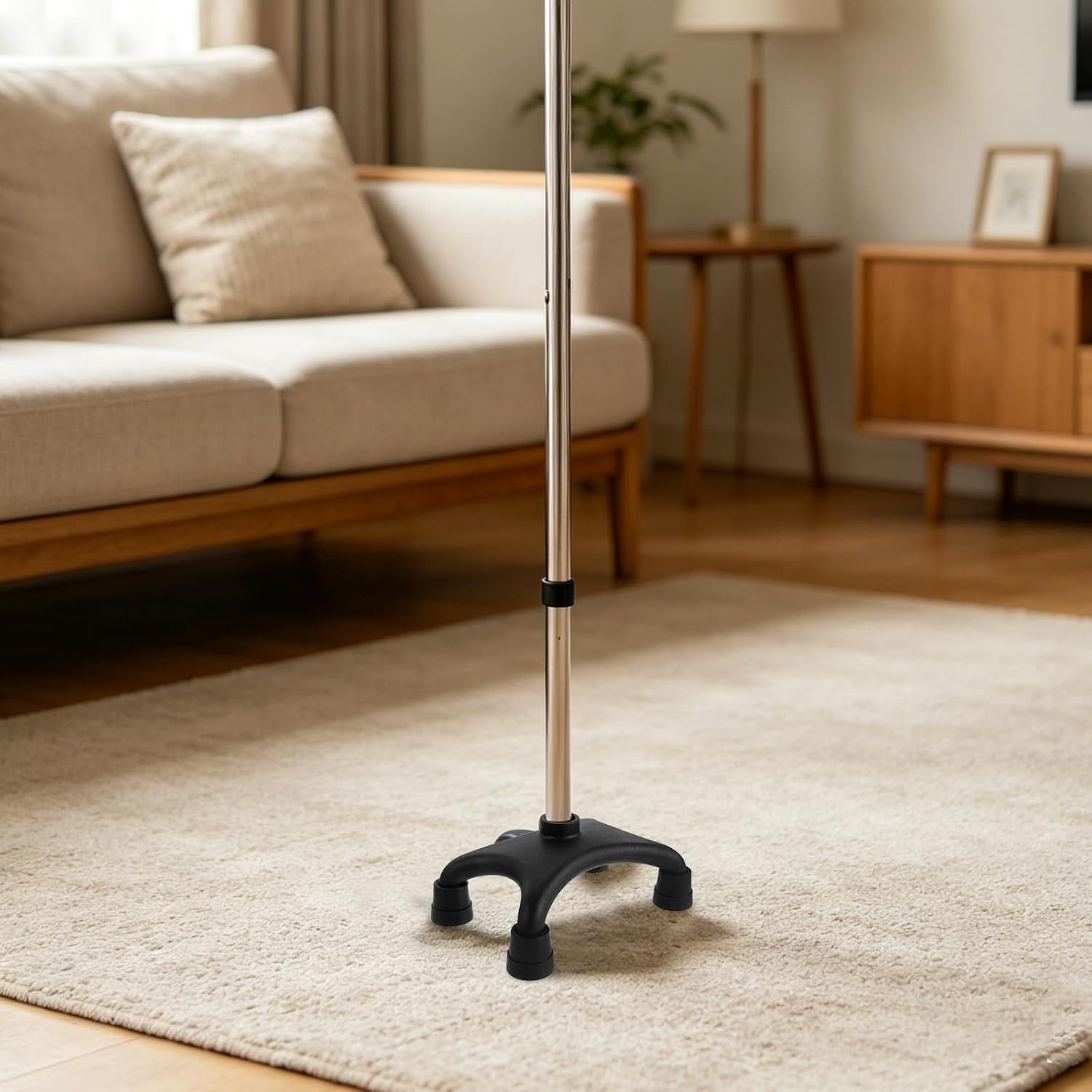 Black Pa Quad Walking Cane Base Foot Pad for Walking Stick