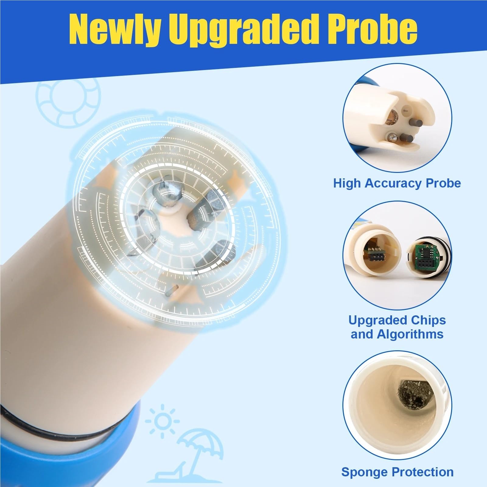 Medidor digital de pH y ORP 7 en 1 for salinidad, alta precisión, probador calidad del agua, kit prueba for piscinas salada, acuarios, estanques spas,Análisis de calidad instantáneo