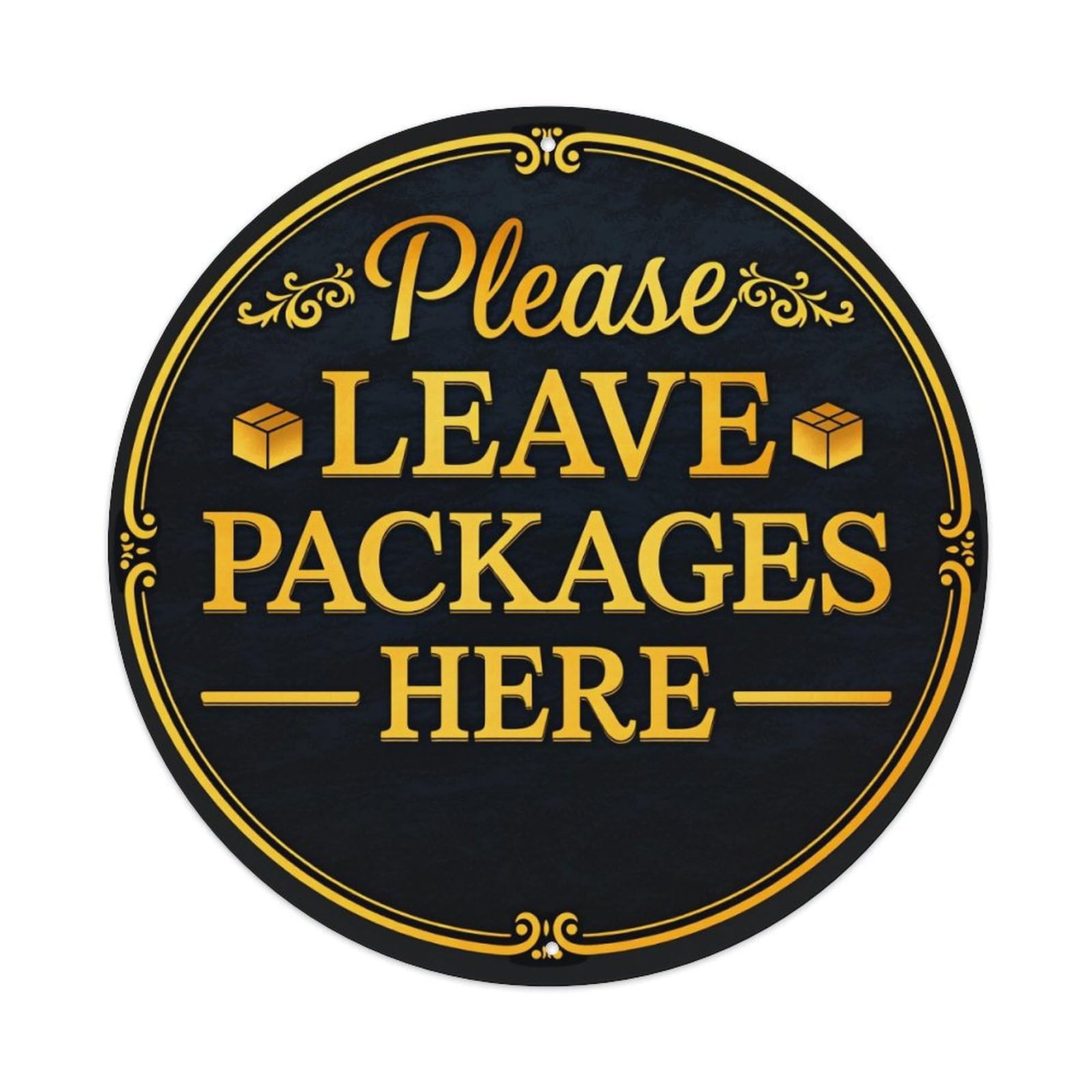 Please Leave Packages Here Round Tin Sign Vintage Style Metal Sign Home Bar Garden Wall Plaque Decor Metal Poster 8x8 Inch