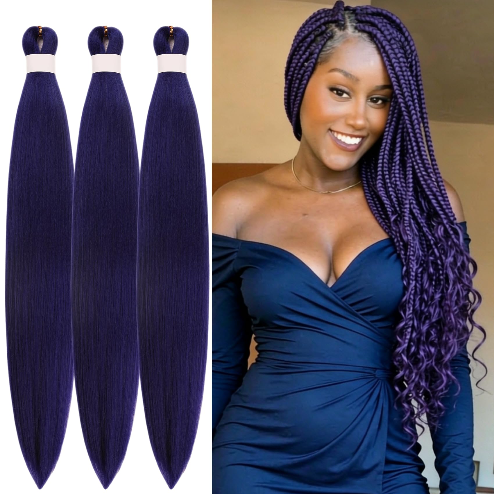 Photo 1 of ITSBRAIDS Purple Braiding Hair - 26 Inch Pre-Stretched