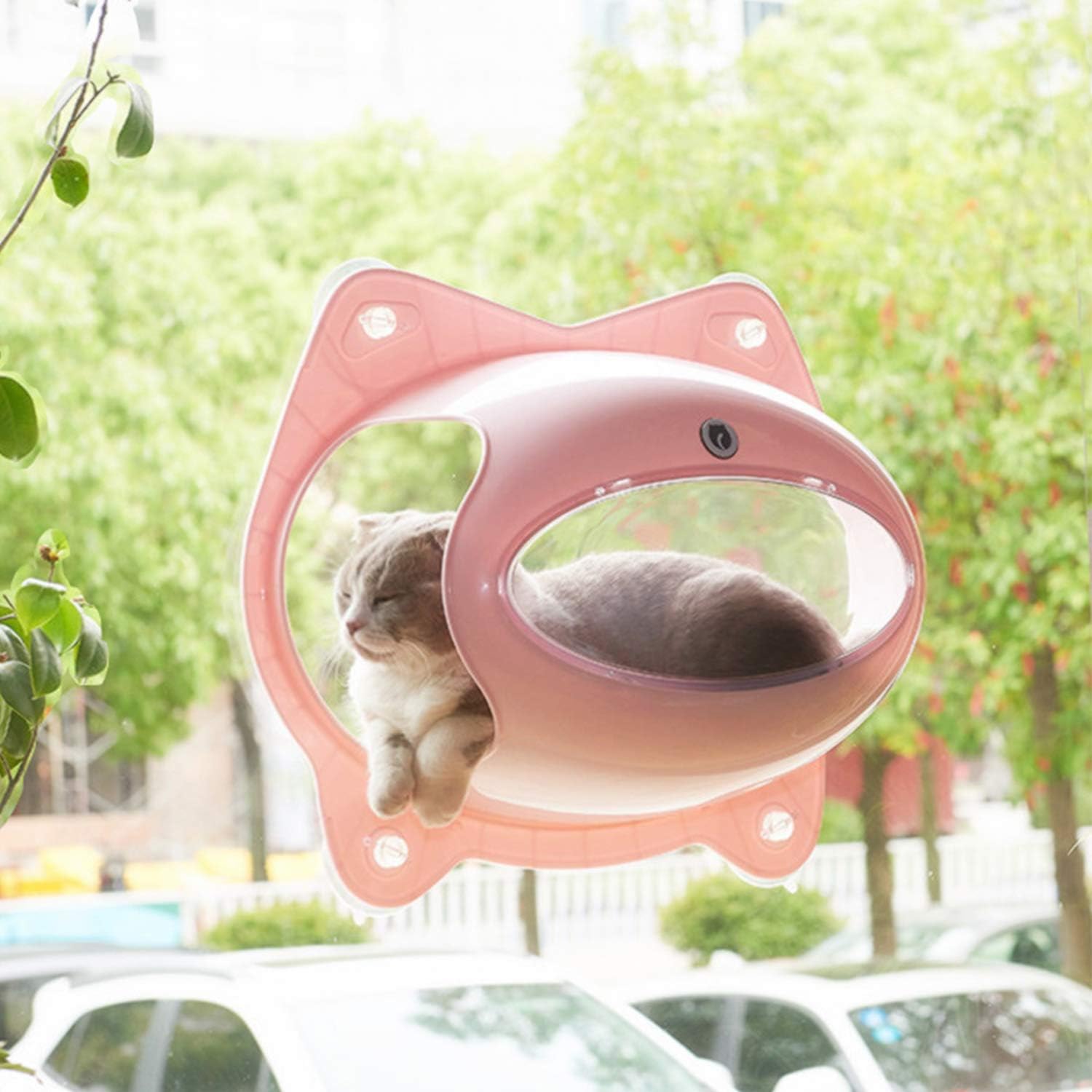 Panoramic Cat Window Perch - 5 Seconds Installation - Extremely Easy to Clean - Hold Up to 70 LBS - Size 21 x 16 x 8