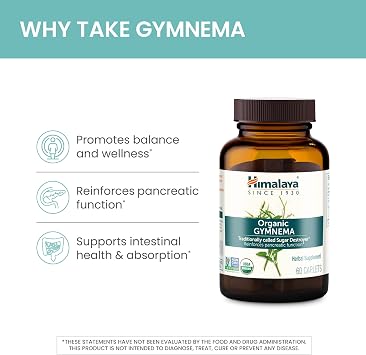Himalaya USDA Organic Gymnema Sylvestre Extract 700mg,Gymnema Sylvestre Supplements,Herbal Glucose Metabolism Support,Gymnema Sylvestre Capsules,Non-GMO, Vegan, Gluten Free,Additive Free,60 Caplets