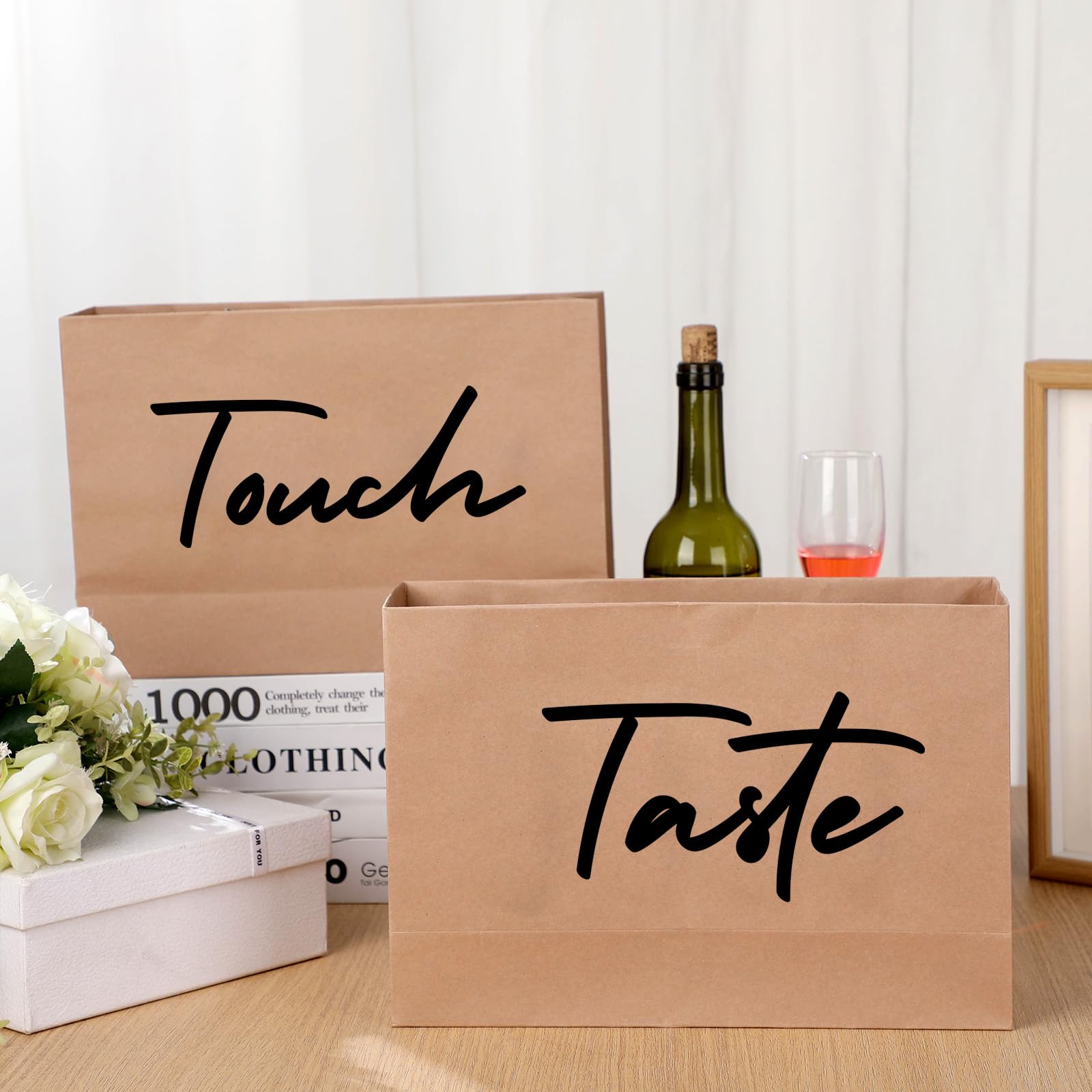 Kolldenn 5 Senses Gift Bags For Him Her With Ribbon Handles Sight Smell Touch Taste Sound Paper Gift Bags For Men Women Birthday Valentine Wedding Anniversary Party(Brown,12.6 X 8.7 X 4 - View #2