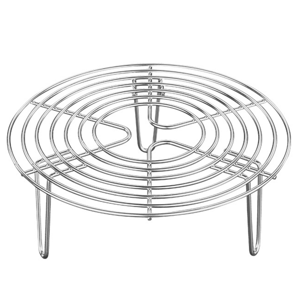 Grille de Barbecue Ronde en Acier Inoxydable 201 avec Pied Grille de Refroidissement Grille de Cuisson à la Vapeur Grille de Camping Extérieure
