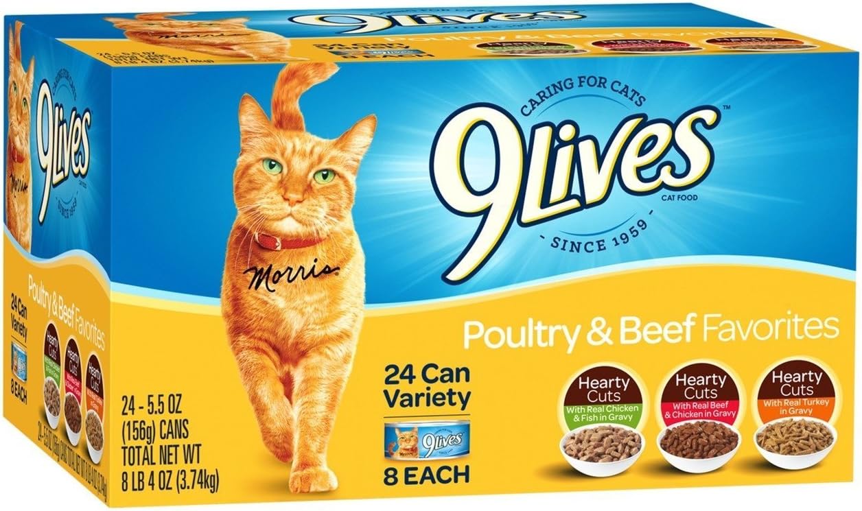 9Lives Poultry And Beef Variety Pack, 5.5 Ounce (Pack of 24)