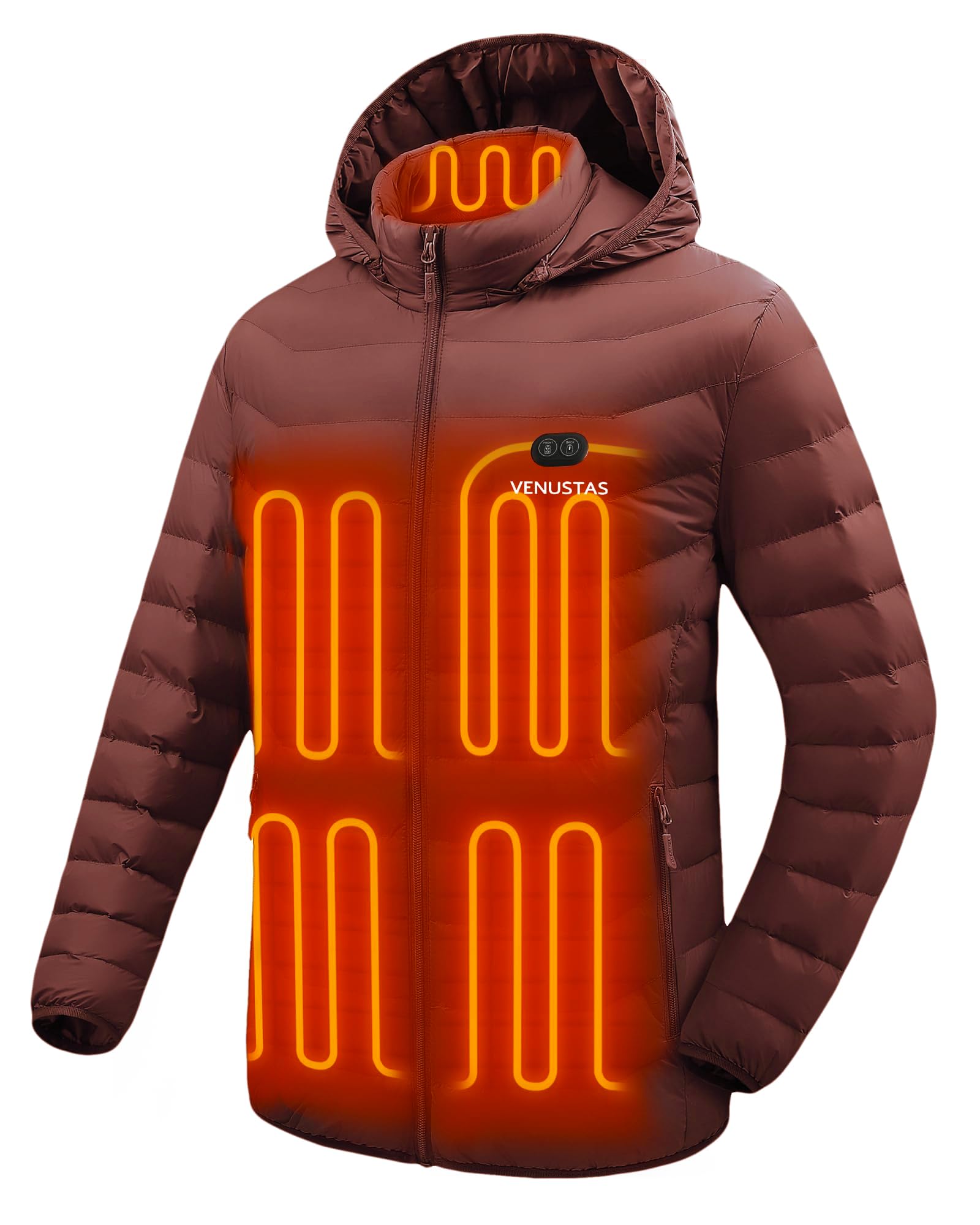 Venustas Unisex Dual-Control Heated Jacket, Water-resistant Heated Coat for Women and Men with Battery Included