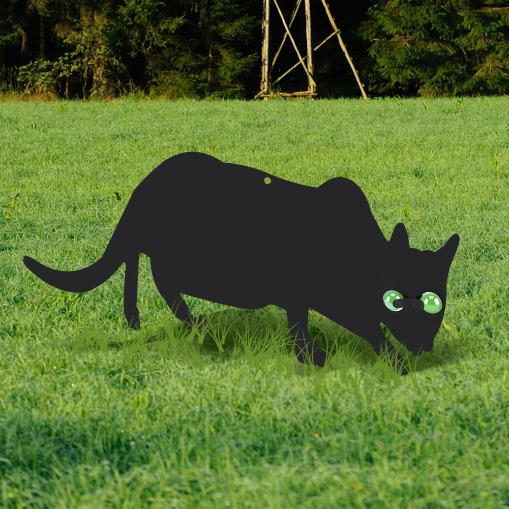 Set di 3 Pezzi Sagome Spaventa Gatti, Deterrente per Gatti in Ferro, Spaventa Gatti dai Giardini e Prati con Occhi Grandi e Riflettenti, per Proteggere Il Vostro Giardino