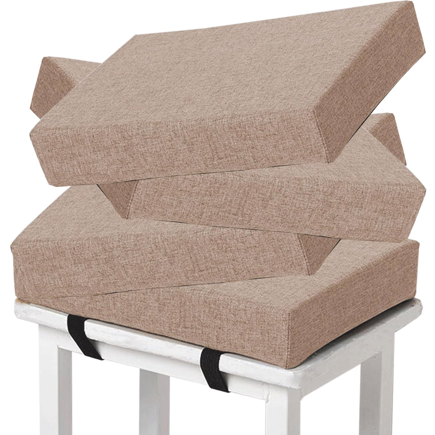 Memory Foam square Seat Cushion3/ 5/8cm thick,35/40/45/50cm rectangular Stool Cushion,Anti - Slip, Seat Cushion seat pads dining chairs with Removable Cover for Kitchen Bar Chairs(H3,4pcs 24x34x5cm)