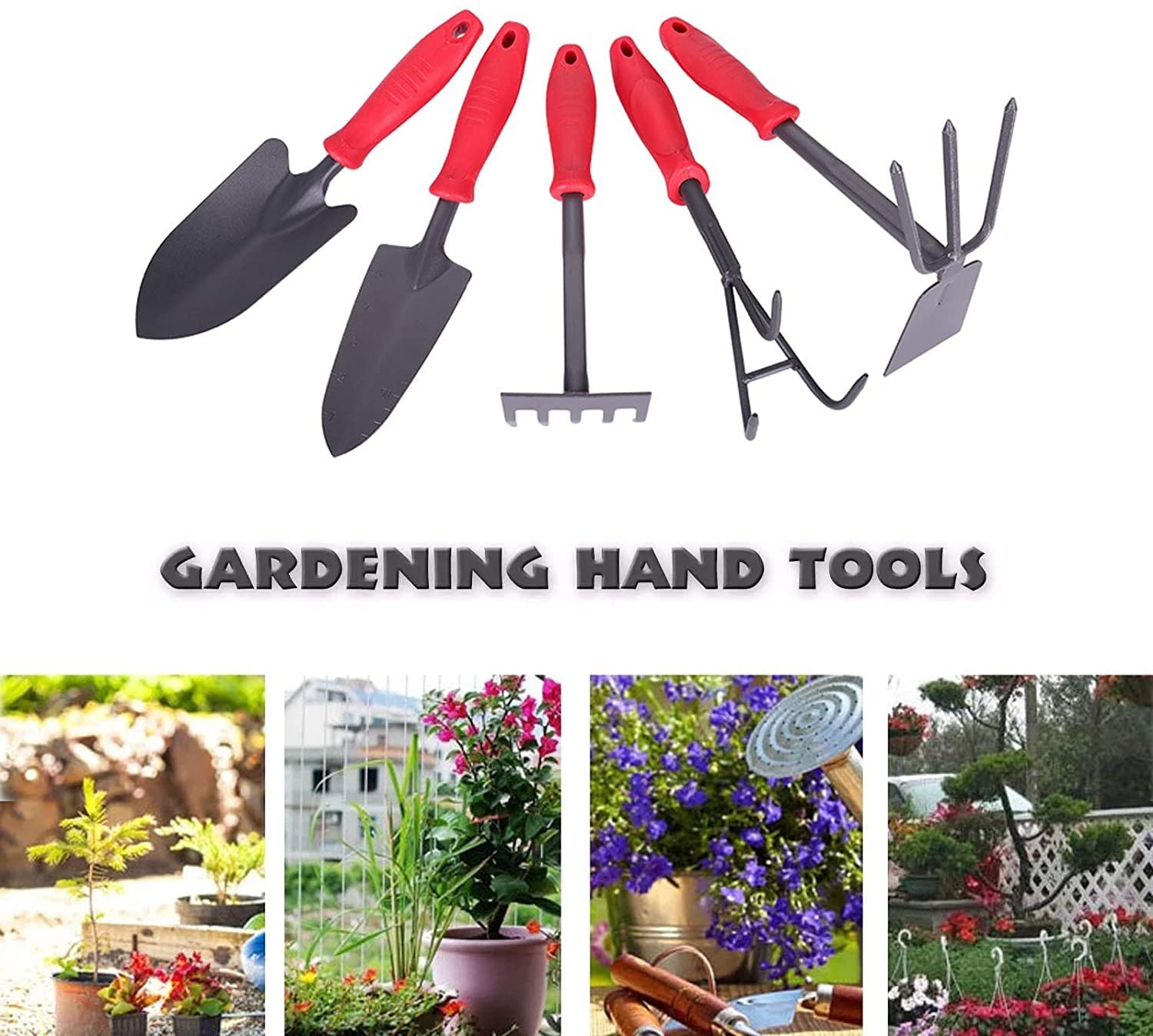 Gartenwerkzeug-Set, 5-teiliges Gartenarbeits-Handwerkzeug-Set for den Außenbereich, strapazierfähiges Gartenwerkzeug-Set mit weichem Gummigriff Gartengeschenke für Frauen Männer