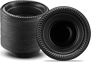 Cuisine Black Plastic Bowls - 12oz. (Pack of 100) Durable & Microwave Safe Disposable Plastic Bowls, Perfect Party Soup Bowls Disposable - Perfect Black Bowls for Parties, Weddings, And Everyday Use