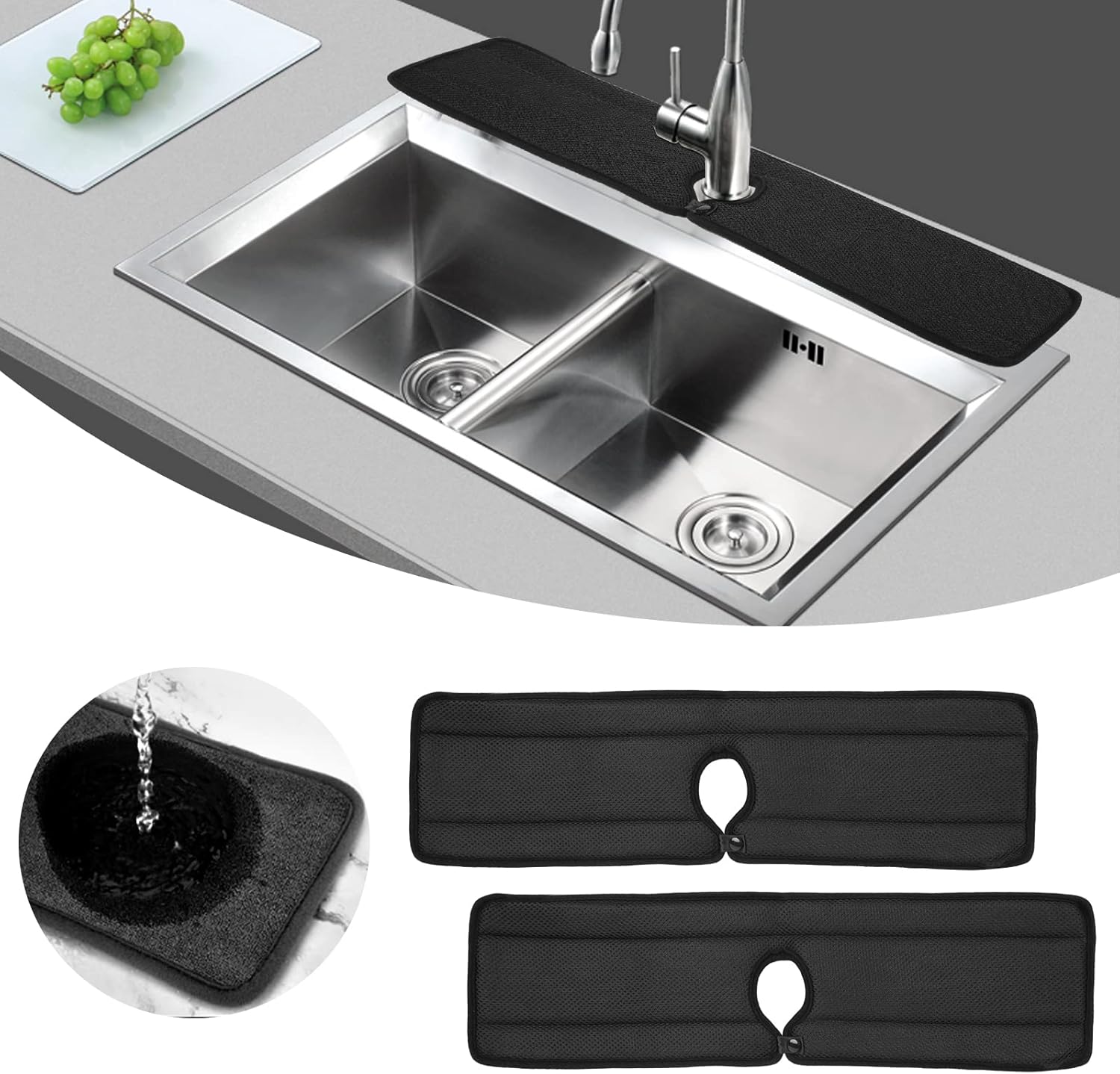 Upgraded Long Kitchen Faucet Absorbent Mat,Washable