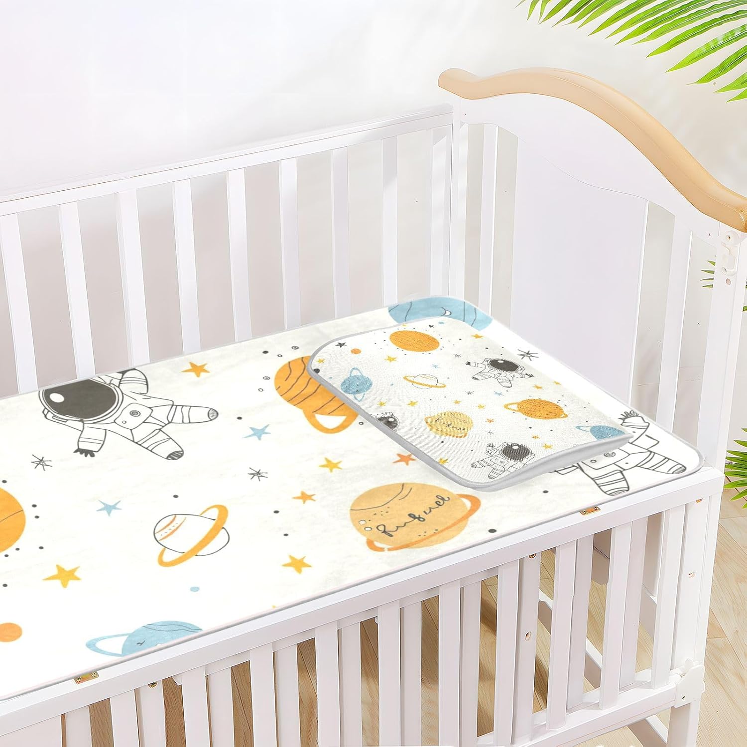 Space Astronauts Planets Cooling Baby Mattress Cover 28" x 52" Washable Bed Pads for Adults for Baby&Toddler