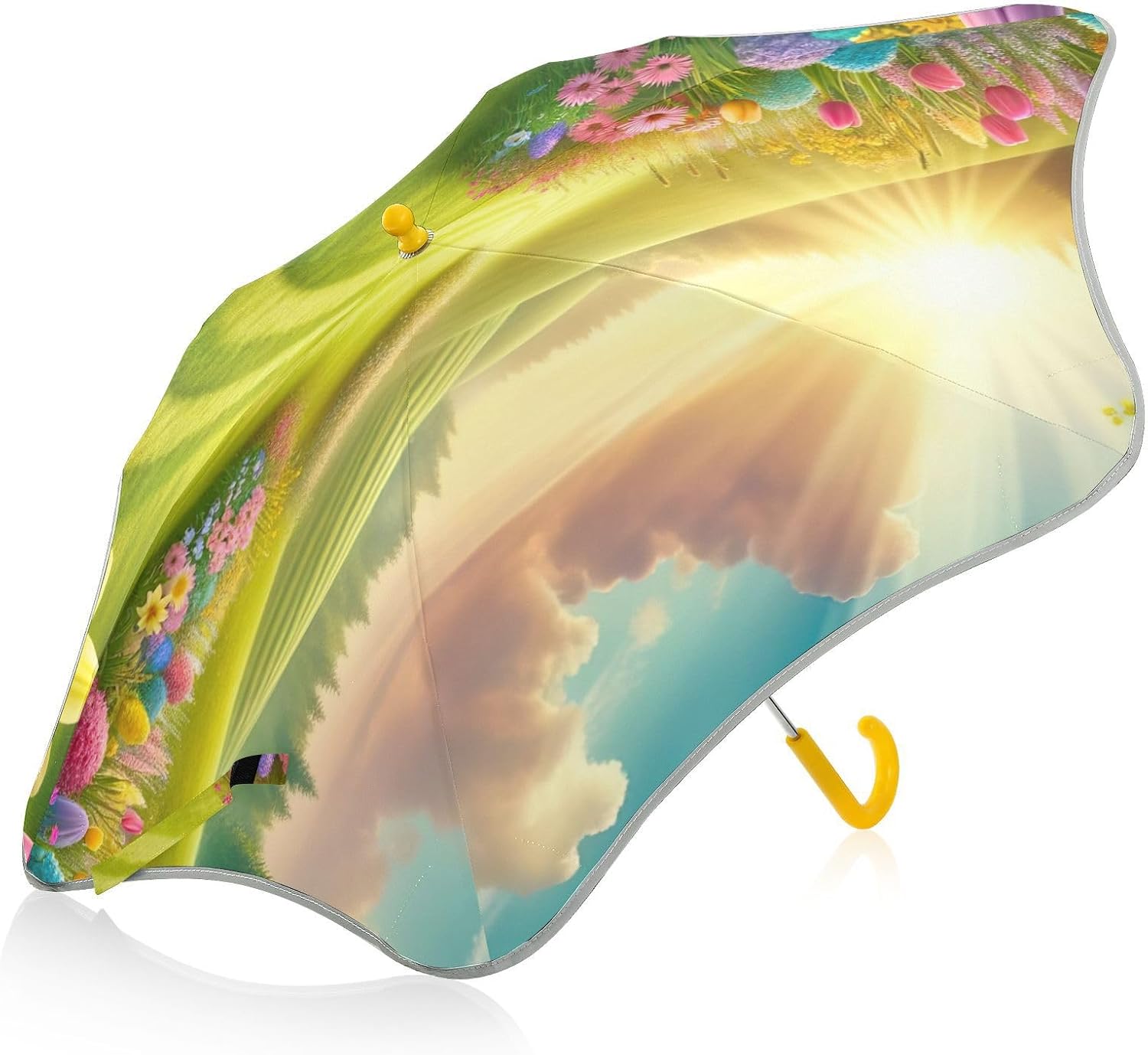 ODAWA Kids Umbrella Easter Flowers J Handle Golf Umbrella, Sun Umbrellas Uv Protection