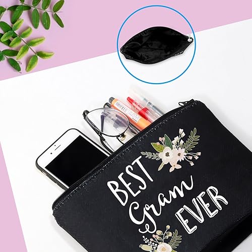 Miniatura 6 de GJTIM Regalo de cumpleaños de Gram Best Gram Ever Gift Quote Maquillaje Cremallera Bolsa Bolsa Abuela Cosméticos Bolsa, Best Gram Ever Negro, Moderno