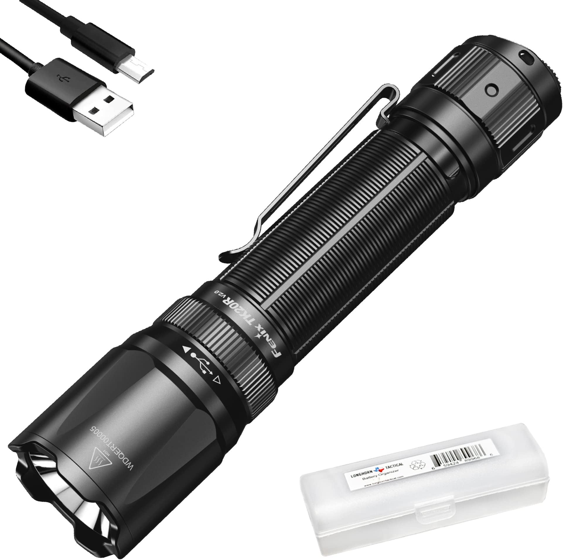 TK20R v2.0 Rechargeable Tactical Flashlight, 3000 Lumen Long Throw USB-C Tac Light, with LumenTac Organizer