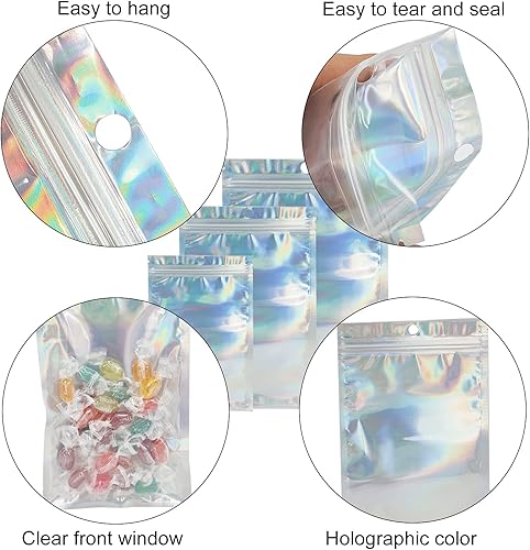 Miniatura 3 de Paquete de 300 bolsas de tereftalato de polietileno resellables de 3 tamaños, bolsas de almacenamiento de alimentos, a prueba de olores, con bolsa