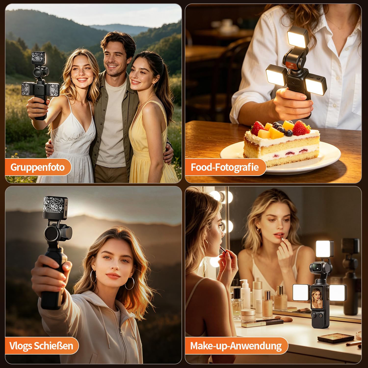 yAyusi 3er-Set Magnetisches LED Video Licht für DJI OSMO Pocket 4/3, 500mAh Mini Fülllicht, Pocket 4/3 Zubehör, CRI≥95, 2 Helligkeitsstufen ＆ 3 Farbtemperaturmodi für Selfie-Vlog-Aufnahmen