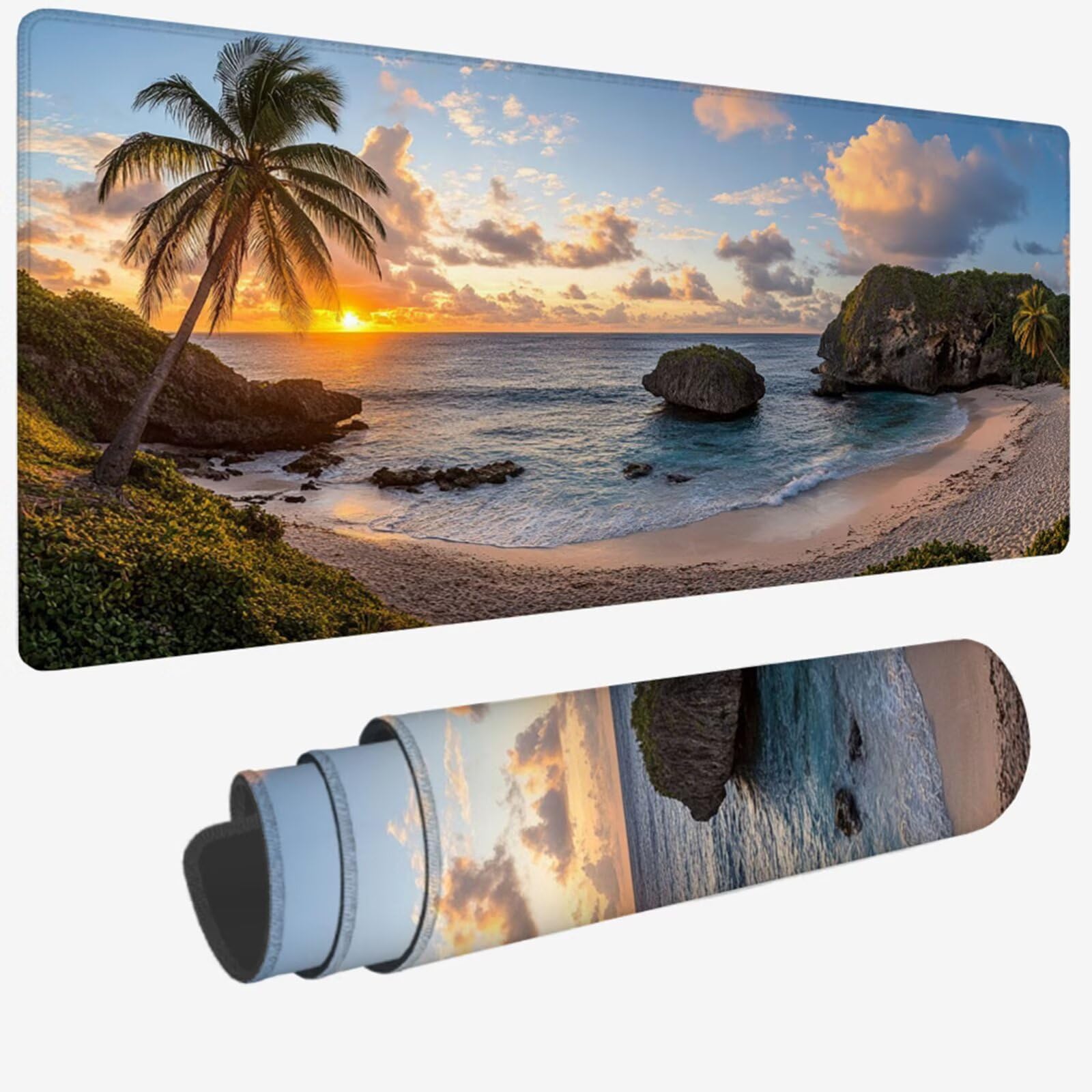 Podkładka pod mysz XXL 1400 x 600 x 3 mm, niebieska duża podkładka pod mysz z wodoodporną i gumową antypoślizgową plażą pod ręką biurko zszyte krawędzie, poprawia precyzję i szybkość dla gracza W-548